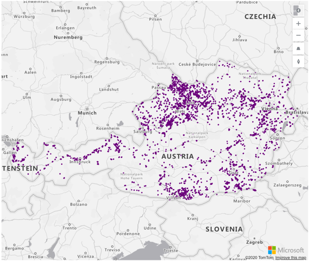 Austria Geolocations Addresses for Power BI Tableau QlikView Qlik Sense