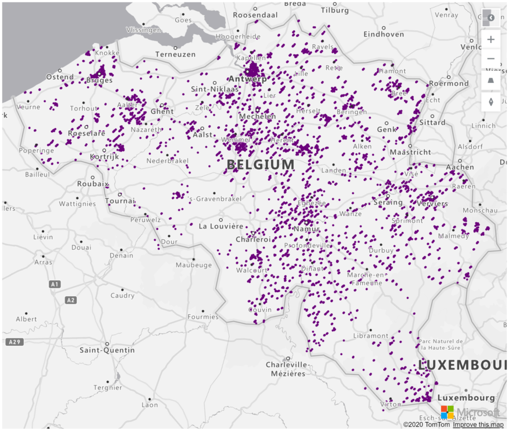 Belgium Geolocations Addresses for Power BI Tableau QlikView Qlik Sense