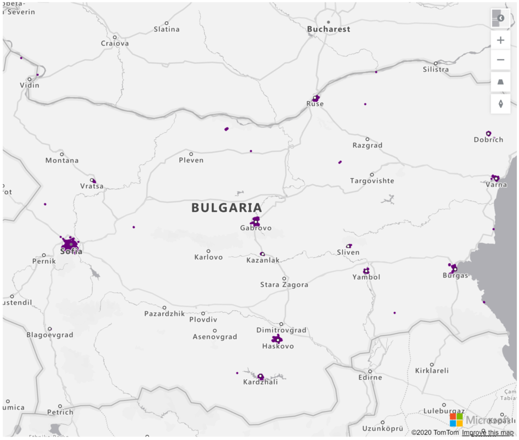 Bulgaria Geolocations Addresses for Power BI Tableau QlikView Qlik Sense