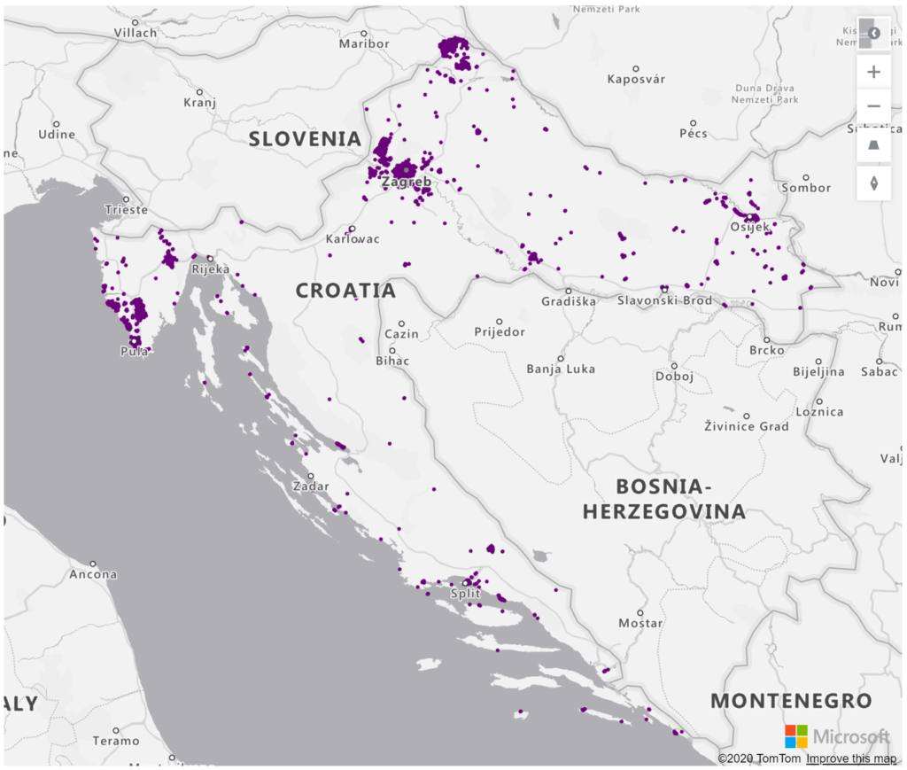 Croatia Geolocations Addresses for Power BI Tableau QlikView Qlik Sense