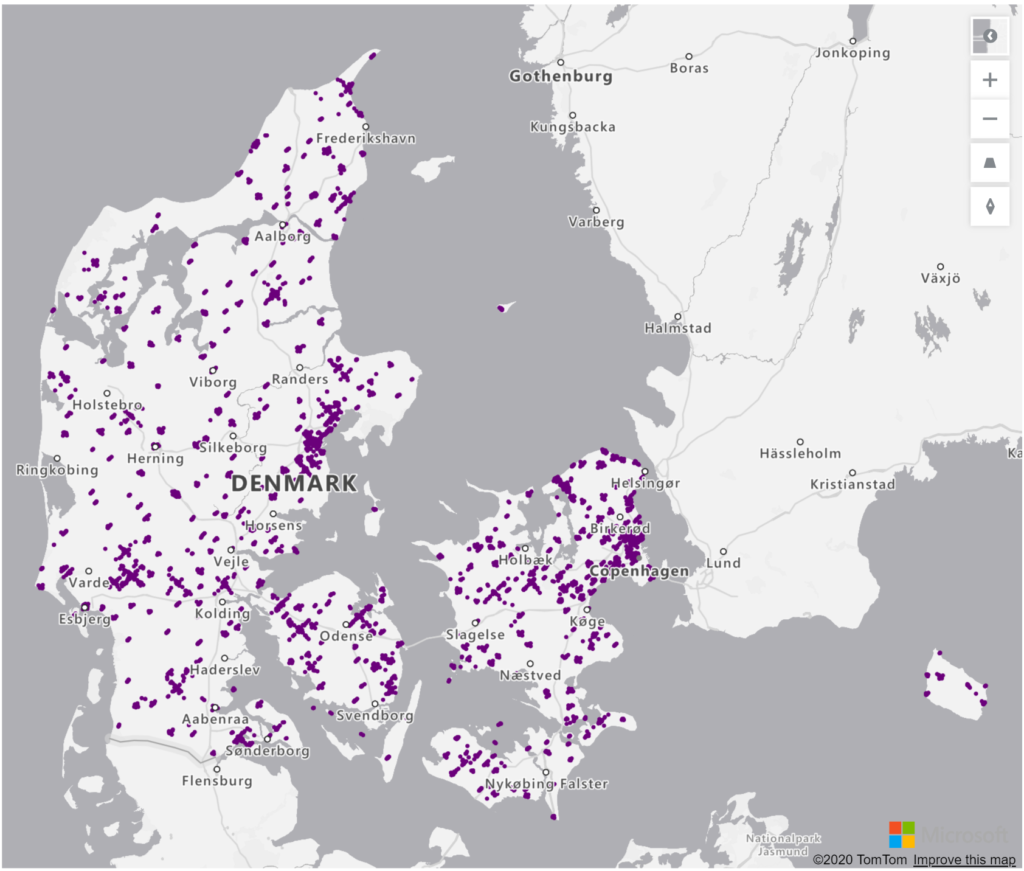 Denmark Geolocations Addresses for Power BI Tableau QlikView Qlik Sense