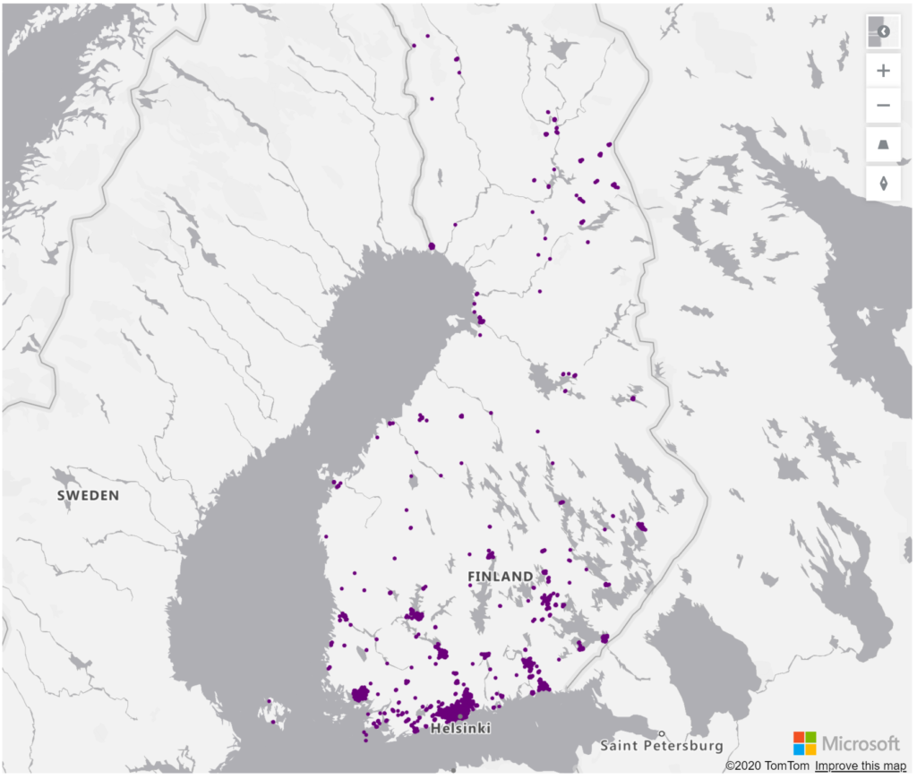 Finland Geolocations Addresses for Power BI Tableau QlikView Qlik Sense