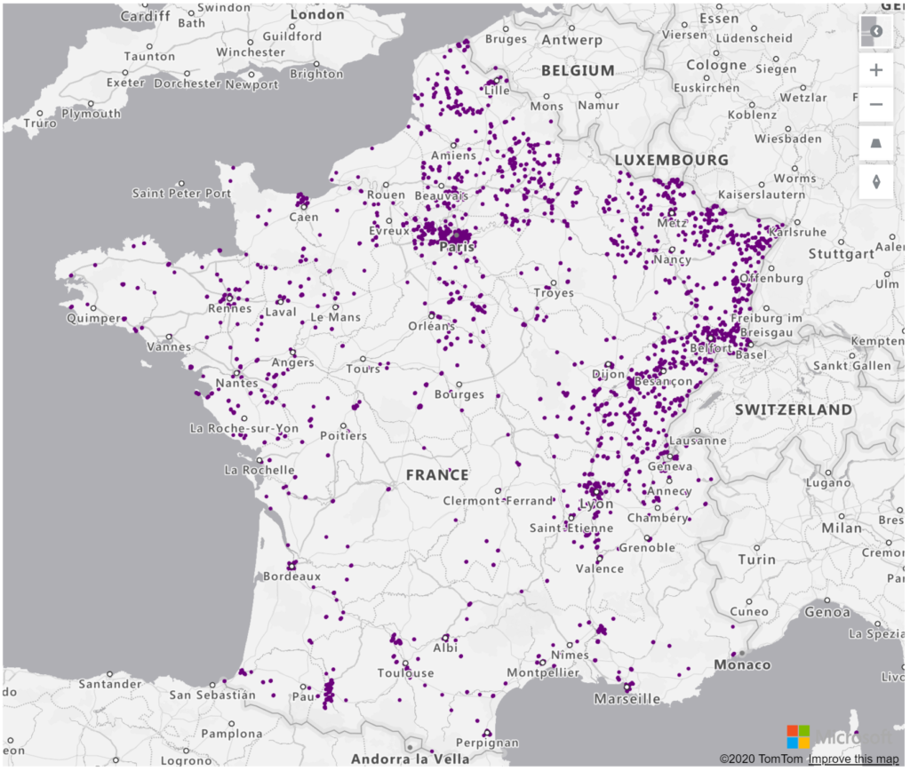 France Geolocations Addresses for Power BI Tableau QlikView Qlik Sense