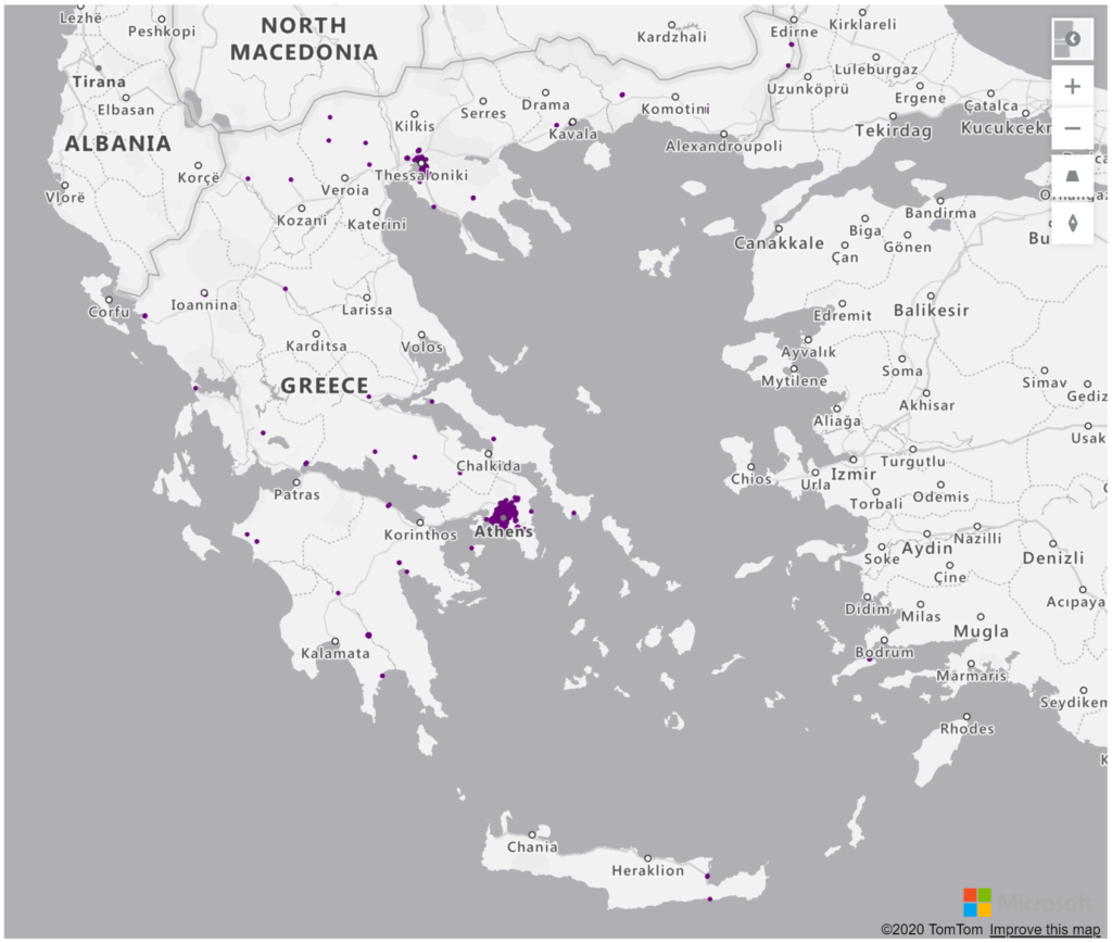Greece Geolocations Addresses for Power BI Tableau QlikView Qlik Sense