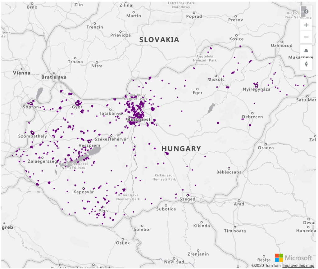 Hungary Geolocations Addresses for Power BI Tableau QlikView Qlik Sense