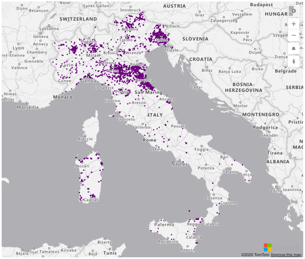 Italy Geolocations Addresses for Power BI Tableau QlikView Qlik Sense