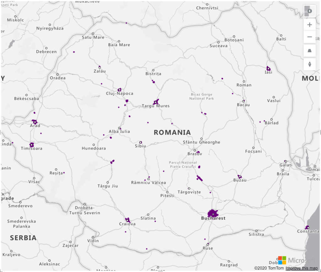 Romania Geolocations Addresses for Power BI Tableau QlikView Qlik Sense