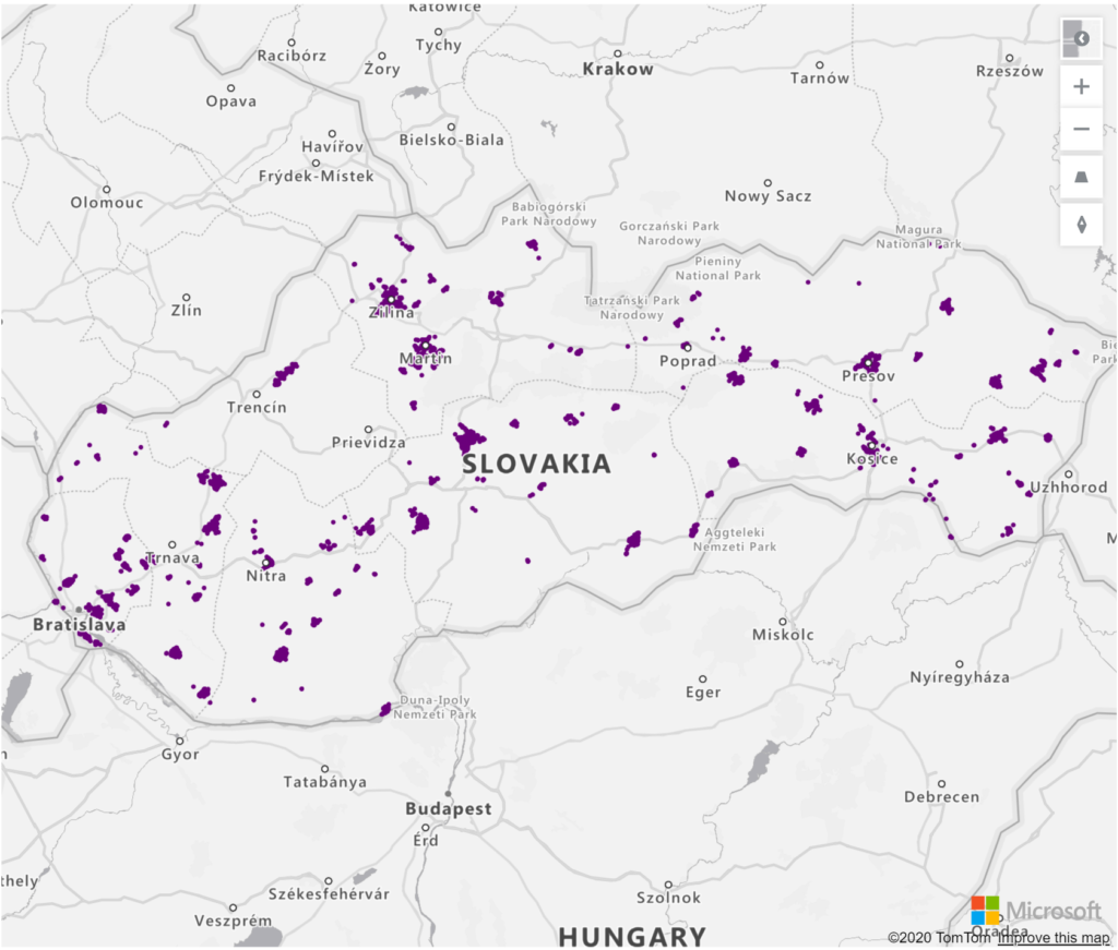 Slovakia Geolocations Addresses for Power BI Tableau QlikView Qlik Sense