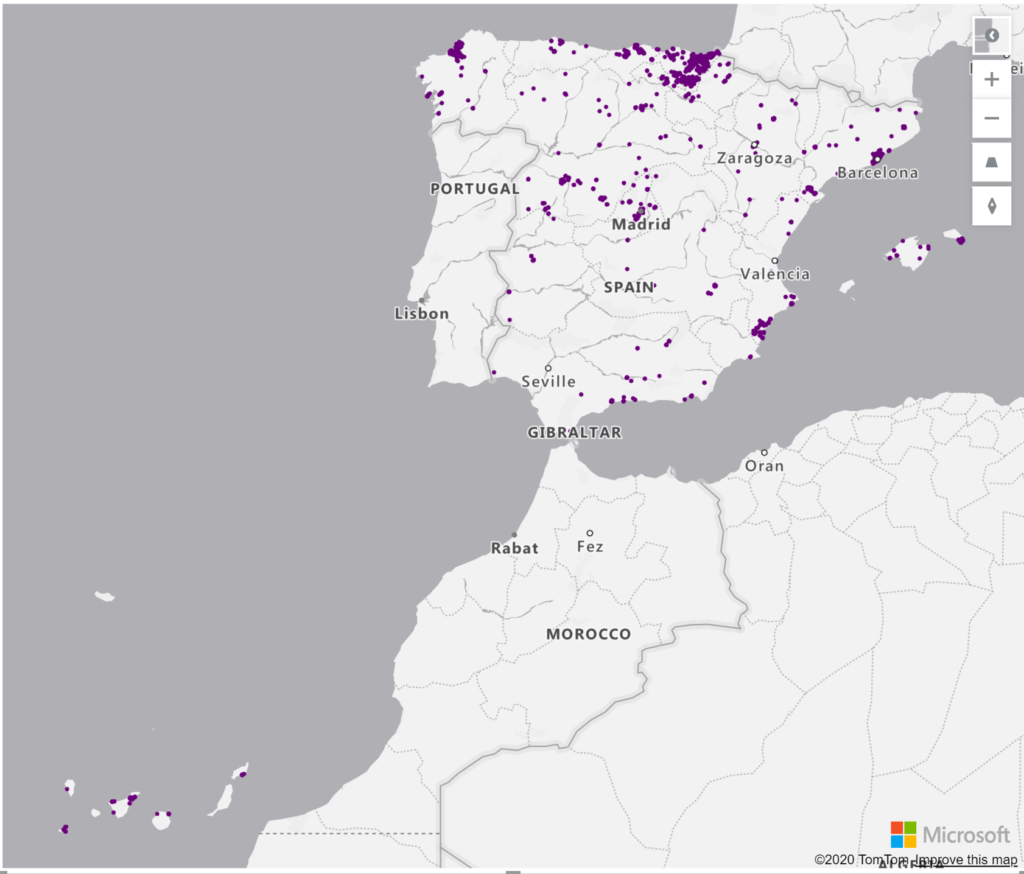 Spain Geolocations Addresses for Power BI Tableau QlikView Qlik Sense