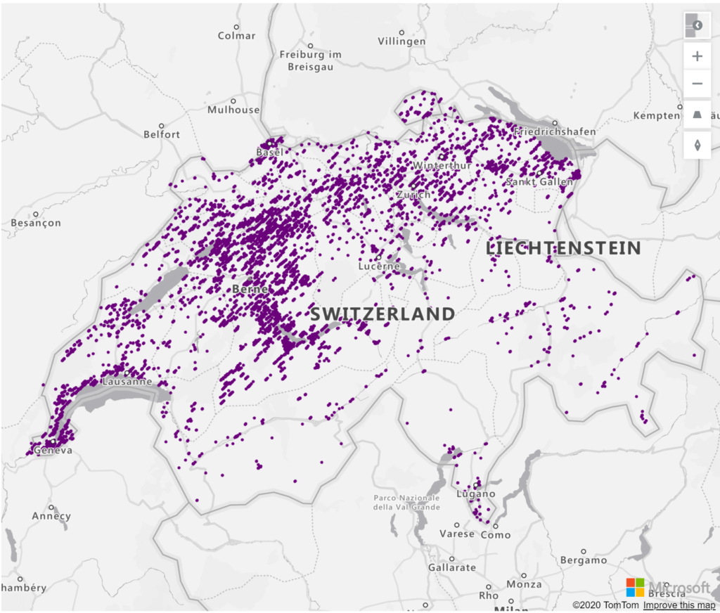 Switzerland Geolocations Addresses for Power BI Tableau QlikView Qlik Sense