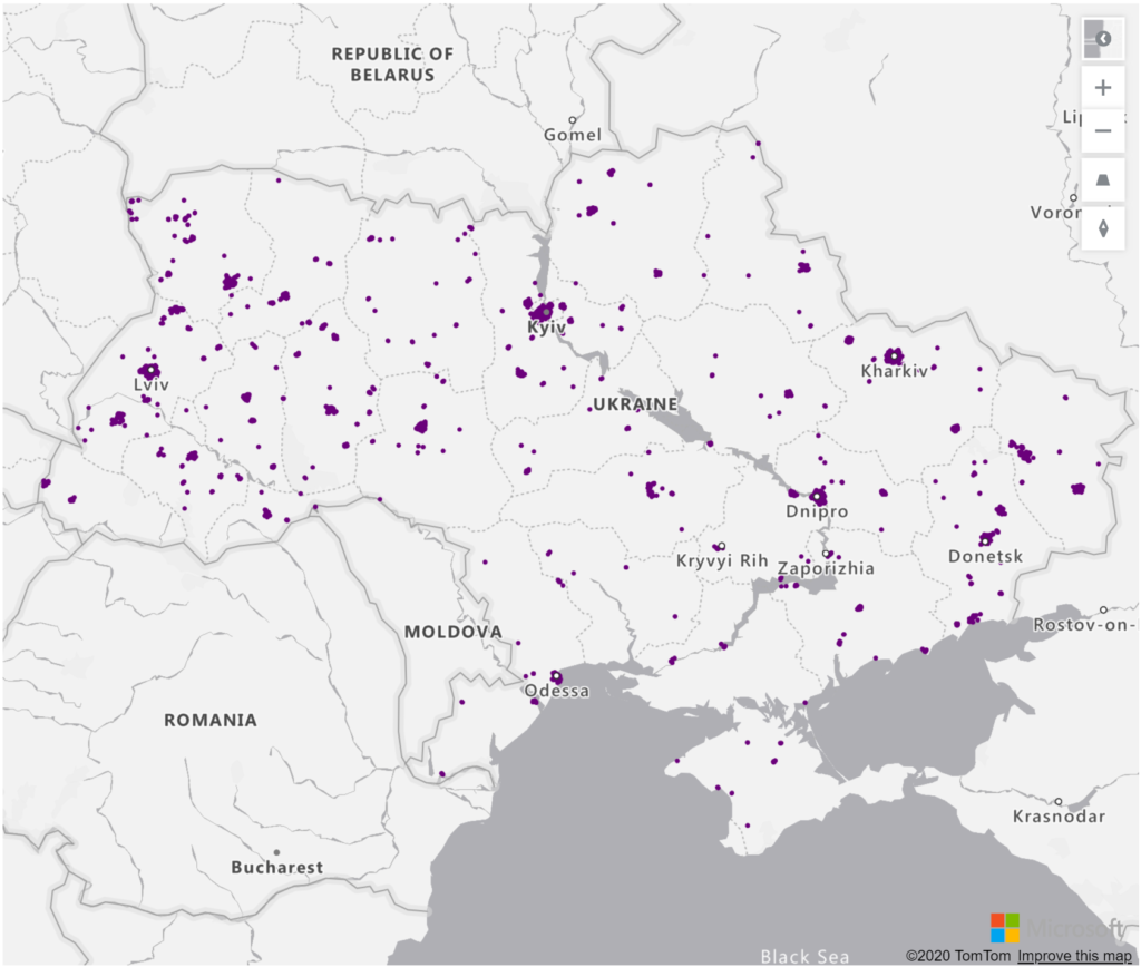 Ukraine Geolocations Addresses for Power BI Tableau QlikView Qlik Sense